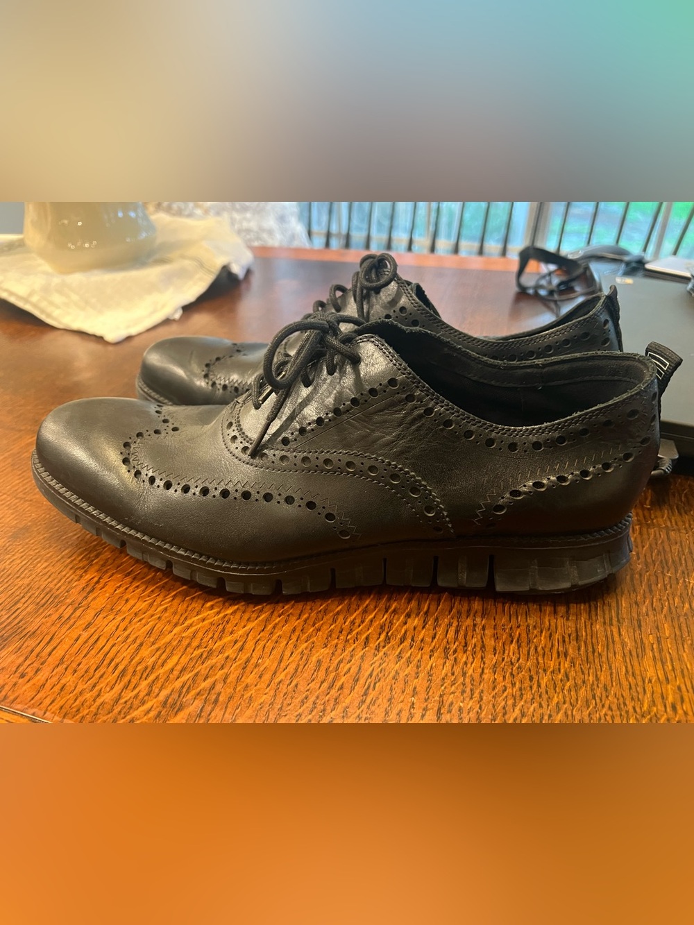 Cole Haan zerogrand Black Leather Wingtip with Lightweight Traction Sole size 13